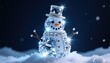 © MdAzizulHaque - Sparkling crystal snowman with top hat and twinkling lights in snowy winter night