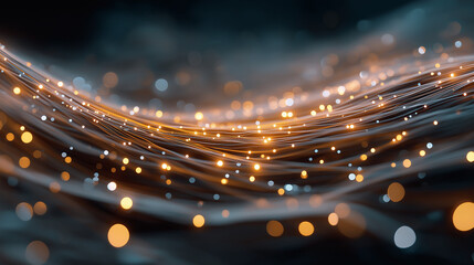 Wall Mural - Digital Data Flow: A visually stunning depiction of interconnected data streams, with vibrant glowing light trails weaving through a dark, ethereal space.