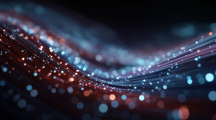Wall Mural - Digital Data Stream: A captivating, artistic, close-up view showcasing the intricate, flowing patterns of a data stream in a dark background. Evoking a sense of the digital age.