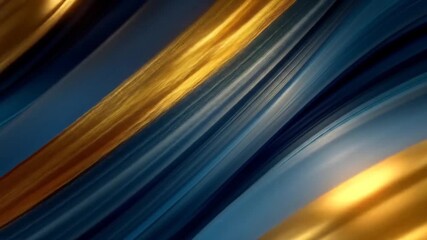 Abstract 3 d rendered flowing gold and blue wave background illustration