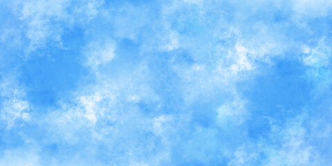 Wall Mural - Abstract watercolor blue background. Bright sky with clear white clouds. Blue watercolor splash stroke of cloudy sky. Nature background of romantic summer blue sky.