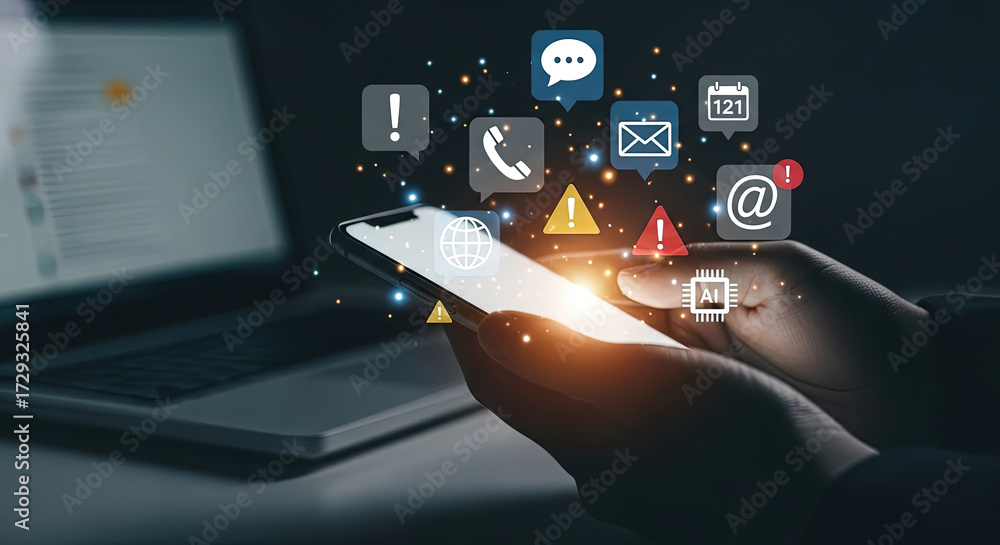 Mobile Technology and AI Integration: A person using a smartphone with ...