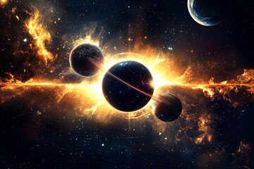 explore the wonders of a vast space filled with celestial bodies.