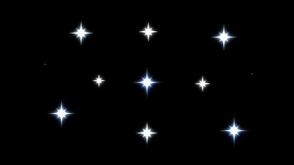 Wall Mural - Sparkle star glowing animation, blinking light effect on transparent background, sparkling twinkling stars, magic glitter explosion, energy glow timeline, vector doodles style stars black screen. 4K