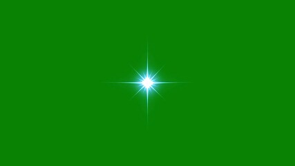 Wall Mural - Sparkle star glowing animation, blinking light effect on transparent background, sparkling twinkling stars, magic glitter explosion, energy glow timeline, vector doodles style stars green screen. 4K