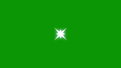 Wall Mural - Sparkling twinkling star blinking light effect, glowing twinkle movement timeline, flat vector cartoon stars, energy explosion video, chroma key green screen background, seamless loop. 4K