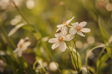 Wall Mural - Close-up of stunning nigella blooms flourishing outdoors