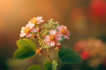 Wall Mural - wild strawberry blossoms