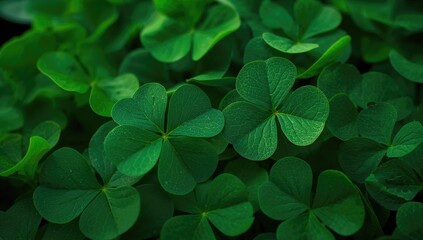 Wall Mural - Green clover foliage against a vibrant backdrop with room for writing