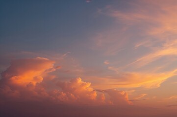 Wall Mural - stunning, elegant smooth gradient of golden orange clouds and sunlight against a blue sky, ideal as 