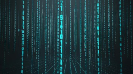 Digital code rain - Intense, futuristic - Streams of code falling - Dark cyber matrix space