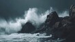 © InfiniteStudio - Large ocean waves crash against rugged rocks on a stormy day near the coast