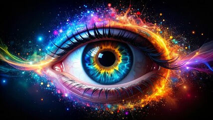 Wall Mural - Human eye with galaxy and cosmic elements creating a surreal otherworldly experience, perfect for science fiction concept art