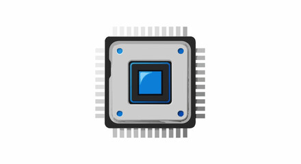A stylized illustration of a modern computer microprocessor chip on a plain white background.