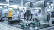 © leruri - Industrial robotic arm assembling electronic components in a modern manufacturing facility