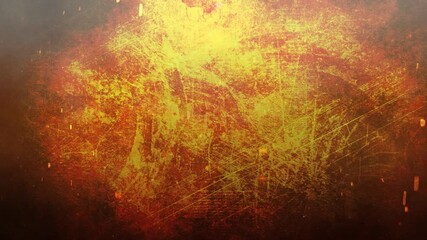 Wall Mural - Sparks Falling Red Grunge Wall 4K Loop features sparks falling in front of a scratched and scarred red and yellow wall in a loop.