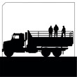 © Ayan - Silhouette truck vector art featuring people transport vehicle cargo lorry automobile illustration design 100