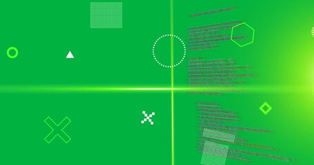 Wall Mural - Animation of data processing and shapes on transparent background