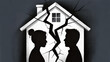 © MDAsif - Silhouette of couple facing away from each other in front of house with crack in the middle