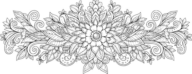 Floral coloring border design for creative projects and artwork decoration