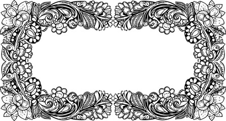 Floral coloring border design for creative projects and artwork decoration