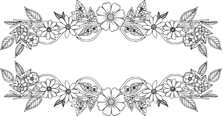 Floral coloring border design for creative projects and artwork decoration