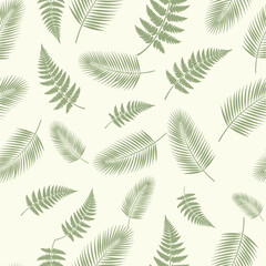 Naklejka na meble A repeating pattern of delicate green fern fronds on a pale background.