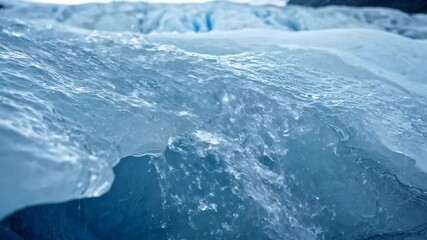 Wall Mural - Glacier ice slowly melts into pristine water, illustrating the process of environmental change in a cold landscape snow, planet, coldness