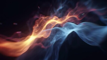 Wall Mural - Abstract Energy Flow Dynamic Orange and Blue Smoke Against a Dark Background