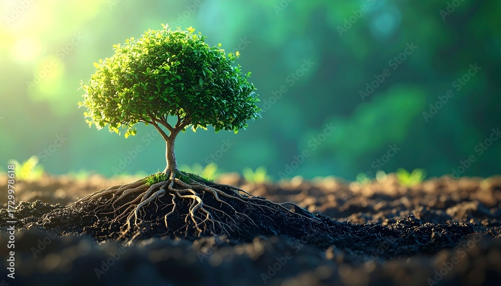 Powerful D organic Action, pushing root tree growing solid color ...