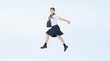 © metamorworks - ジャンプするセーラー服を着た女子学生の切り抜き全身写真（切り抜き背景透過PNGも販売しております。↓作成者リンクから「PNG」で検索してください）