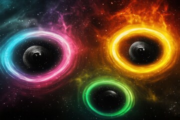 Wall Mural - Colorful cosmic vortexes showcasing black holes in a vibrant galaxy space setting