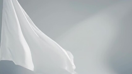 Wall Mural - a piece of plain white fabric billows and dances gracefully in a powerful wind against a minimalist,