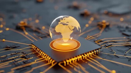 Global network connection concept with circuit board and sphere