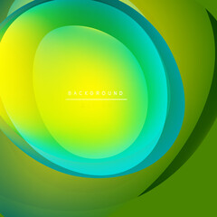 Wall Mural - Abstract vibrant layers create flowing gradients. Yellow transitions to green, teal hues dominate design. Modern, smooth visual effect.
