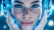 © Concept Photo Studio - Femme portant un casque avec effet lumineux, technologie, cosmétique
