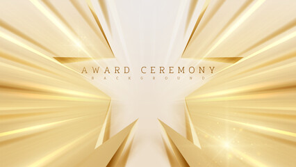 Wall Mural - Award ceremony background with gold star floor frame and light beam effect decoration.