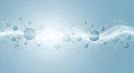 Abstract molecular structure with glowing light on a blue background, representing science and technology.