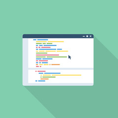 A computer screen displaying colorful lines of code with a cursor hovering over it.