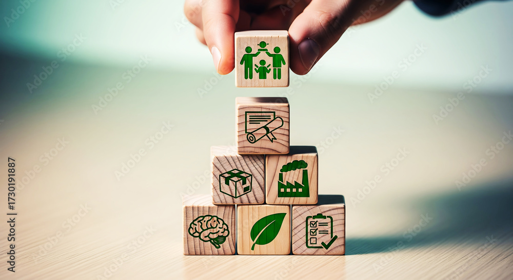 Eco friendly blocks for building a greener sustainable future Stock ...