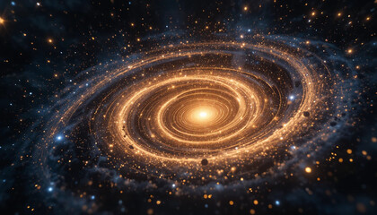 A vibrant spiral galaxy with glowing arms and a bright central core in deep space