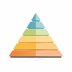 A colorful, layered pyramid diagram with six levels, showcasing a hierarchical structure on a white background.