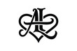 © Aqib - Black and white illustration of a monogram with the letters a and l intertwined