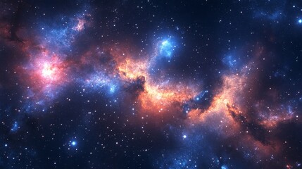 Wall Mural - A space-themed background wallpaper with galaxies, stars, and nebulae 