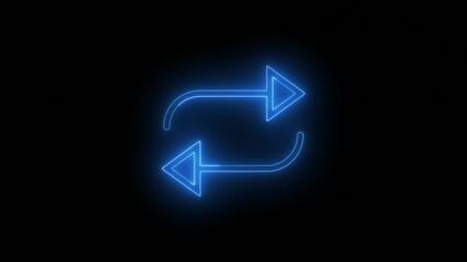 Wall Mural - Glowing blue neon arrows in a circular motion on a black background.