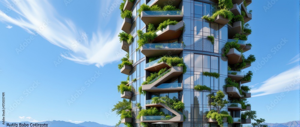 modern futuristic skyscraper eco design vertical garden balconies full ...