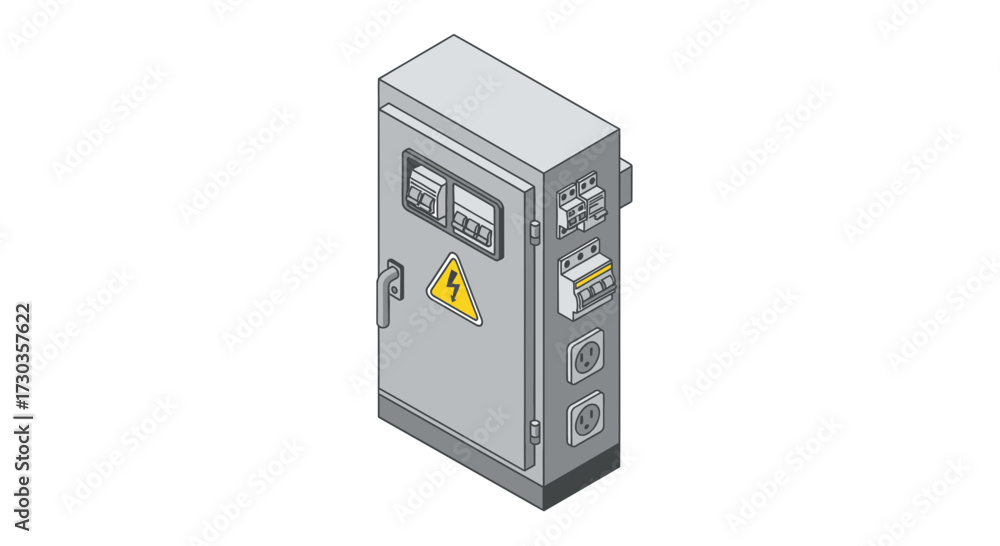 Panel Box Isometric Detailed isometric vector illustration of an electrical panel box unit ...