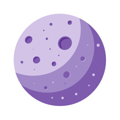 Wall Mural - Purple moon with craters in flat design style illustration