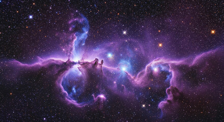 Wall Mural - Vibrant Purple and Blue Cosmic Pillars of Star Creation

A breathtaking, high-resolution image of a magnificent emission and reflection nebula dominating the deep space canvas