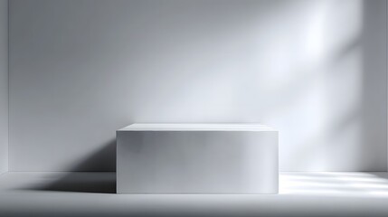Wall Mural - An empty white podium with soft shadows in a minimalist studio setting